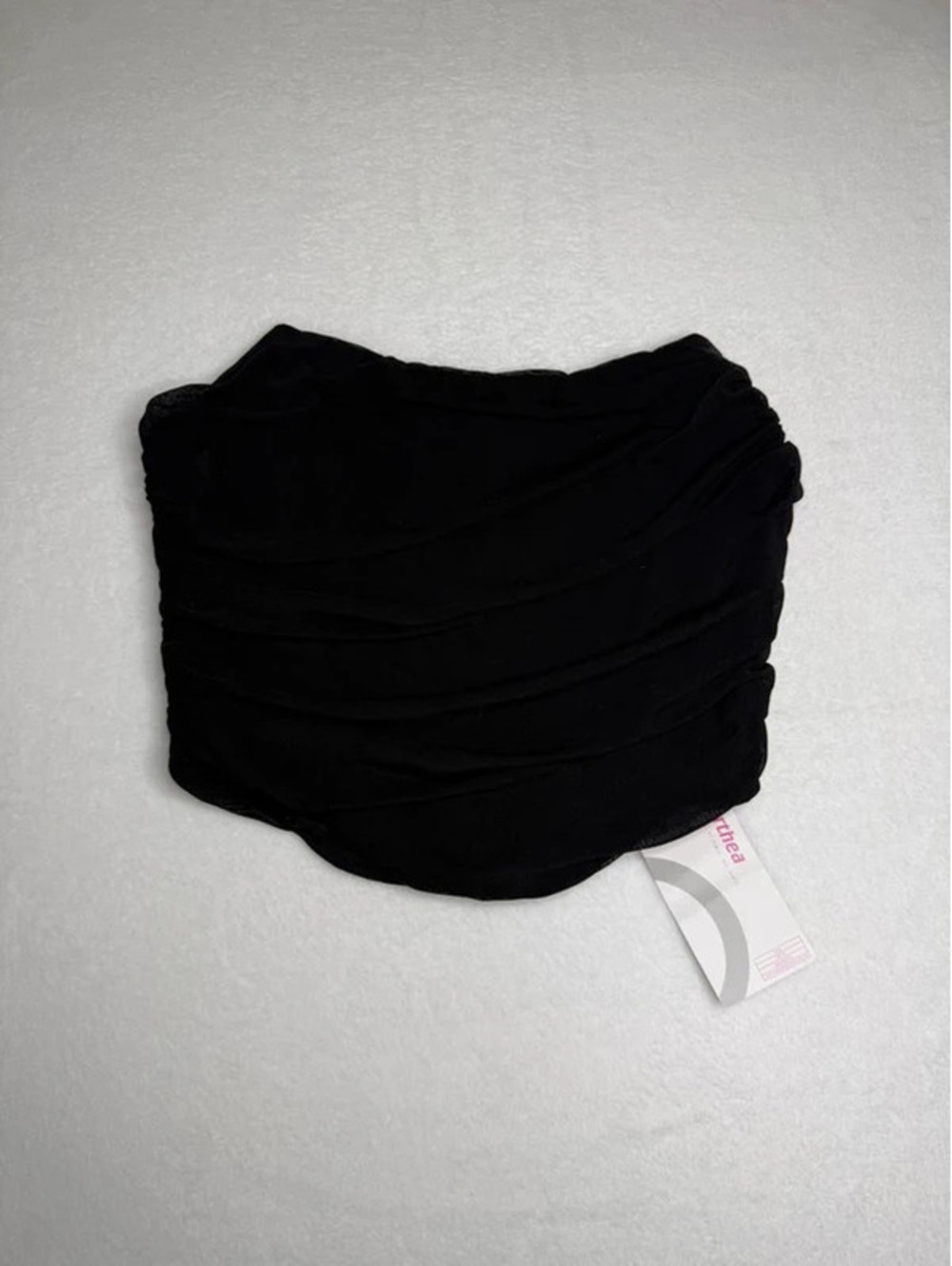 NWT Marthea Black Ruched Corset Top Women’s Small Strapless Y2K